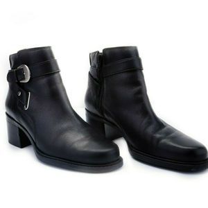 Indeed Biker Moto Black Chunky Heel Booties 8.5